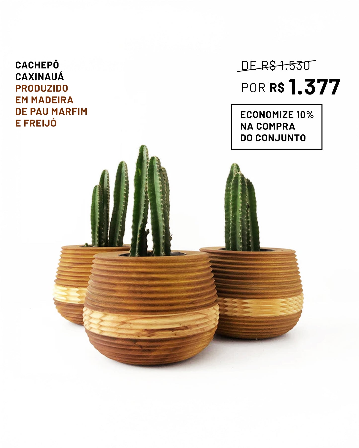 Trio de Cachepôs Caxinauá