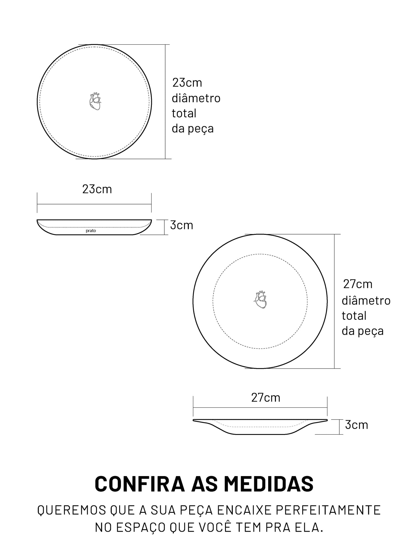Pratos Corações Bordados