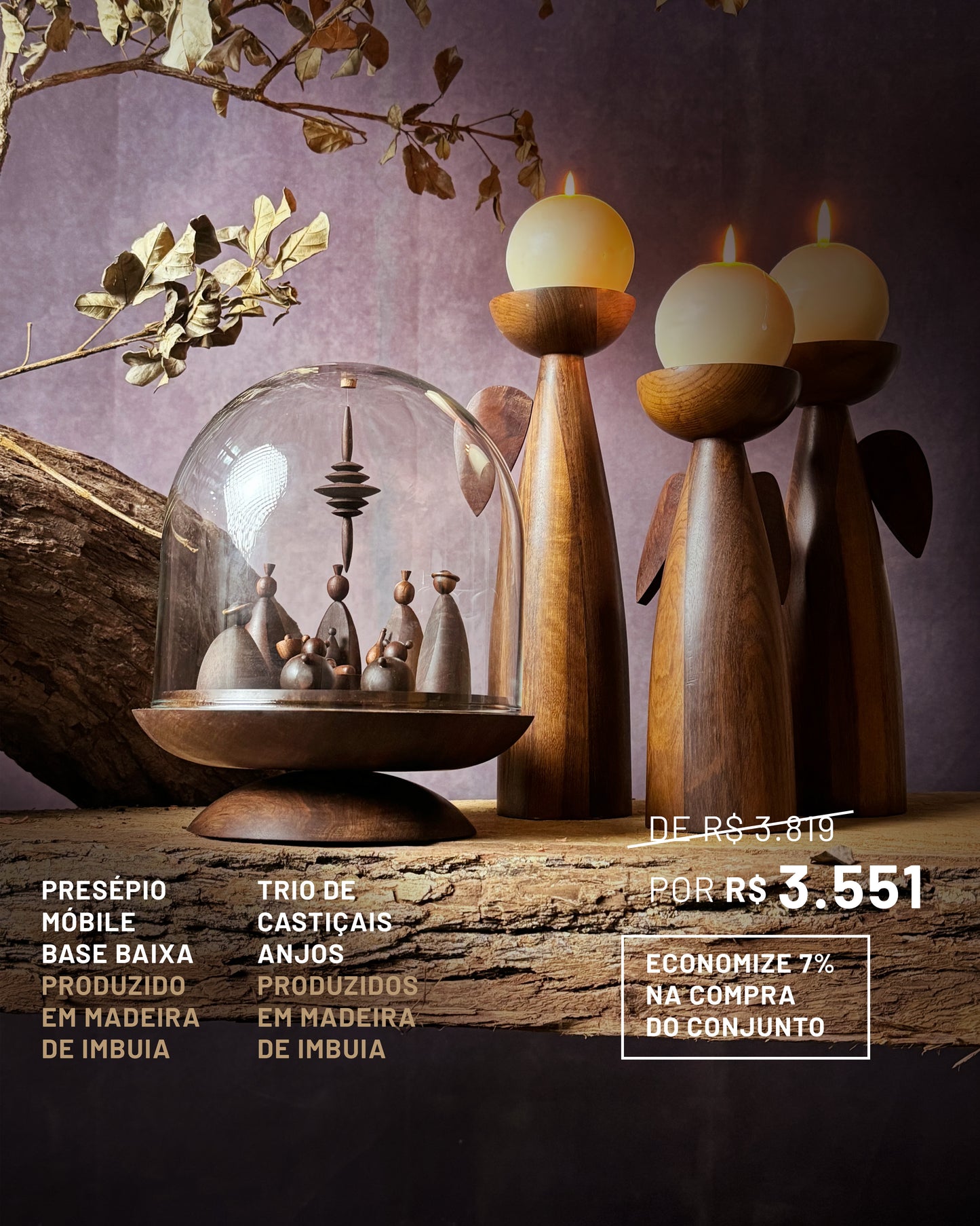 Presépio Móbile Base Baixa Imbuia