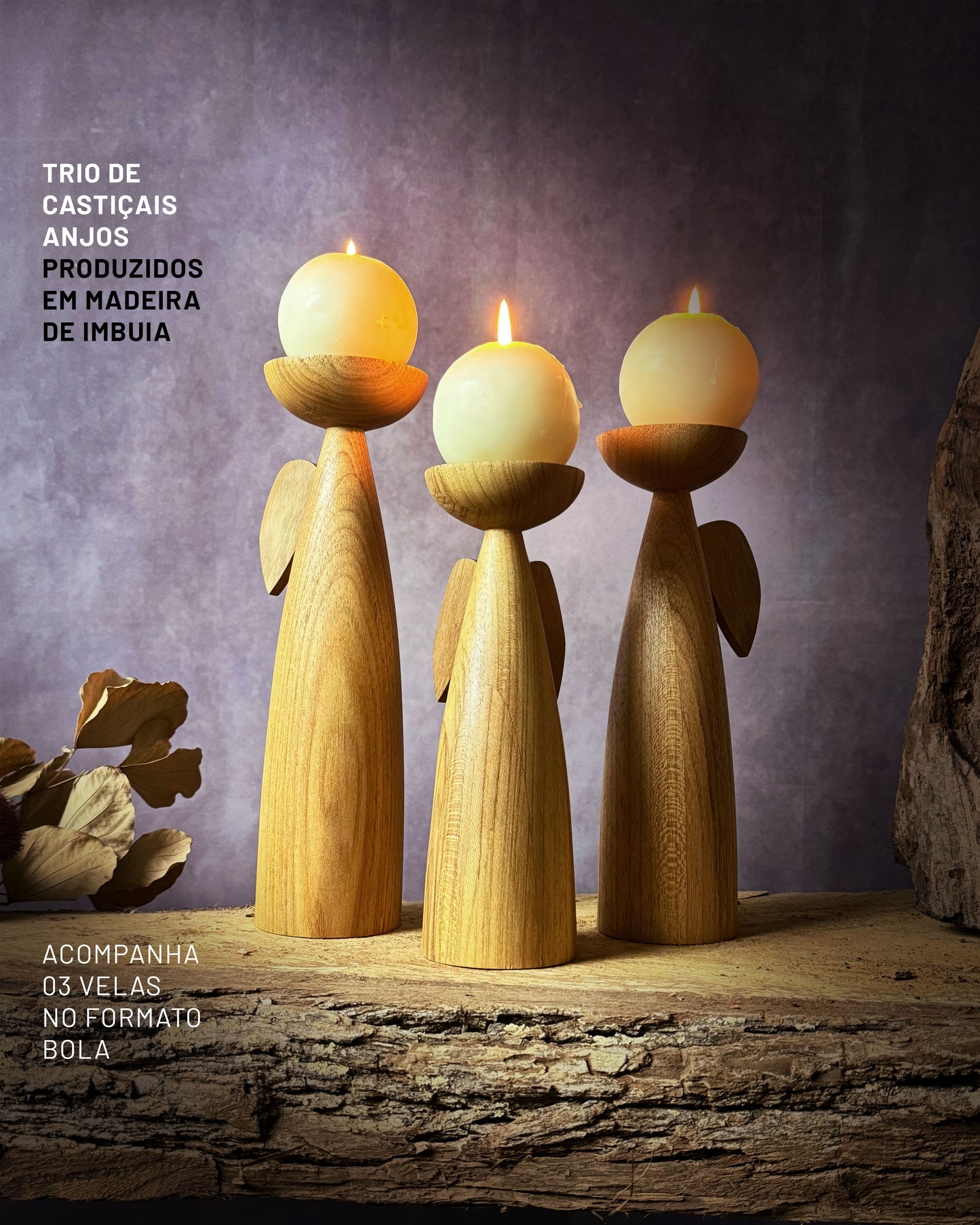 Trio de Castiçais Anjo