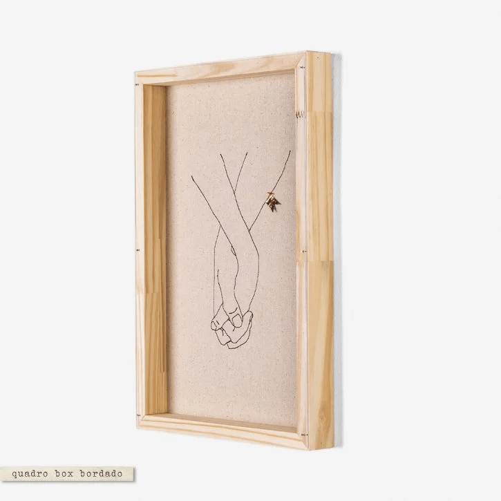 Quadro Box Bordado Naturale - Mãos