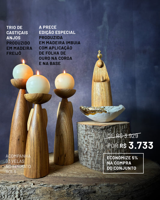 Conjunto A Prece - Edição Especial com Castiçais Anjo