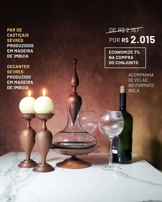 Conjunto Par de Castiçais + Decanter Sèvres