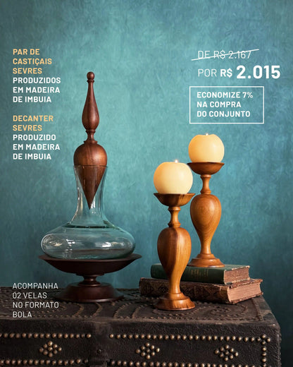 Conjunto Par de Castiçais + Decanter Sèvres