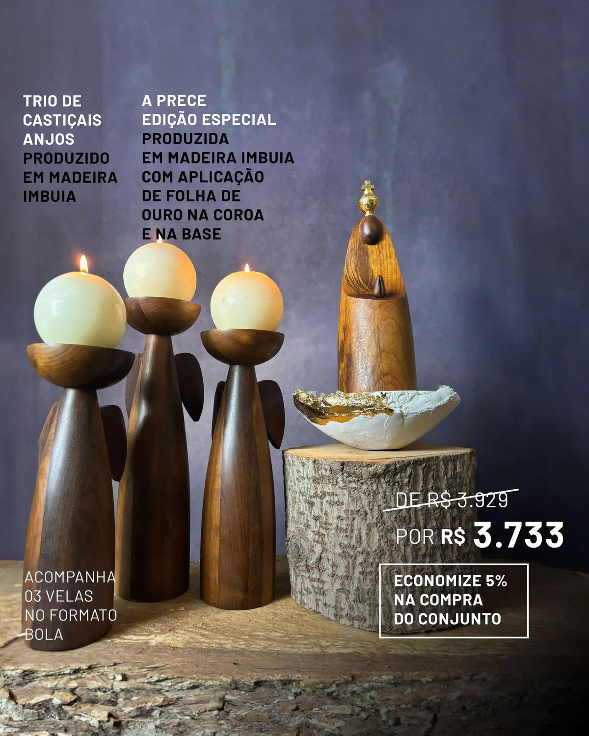 Conjunto A Prece - Edição Especial com Castiçais Anjo
