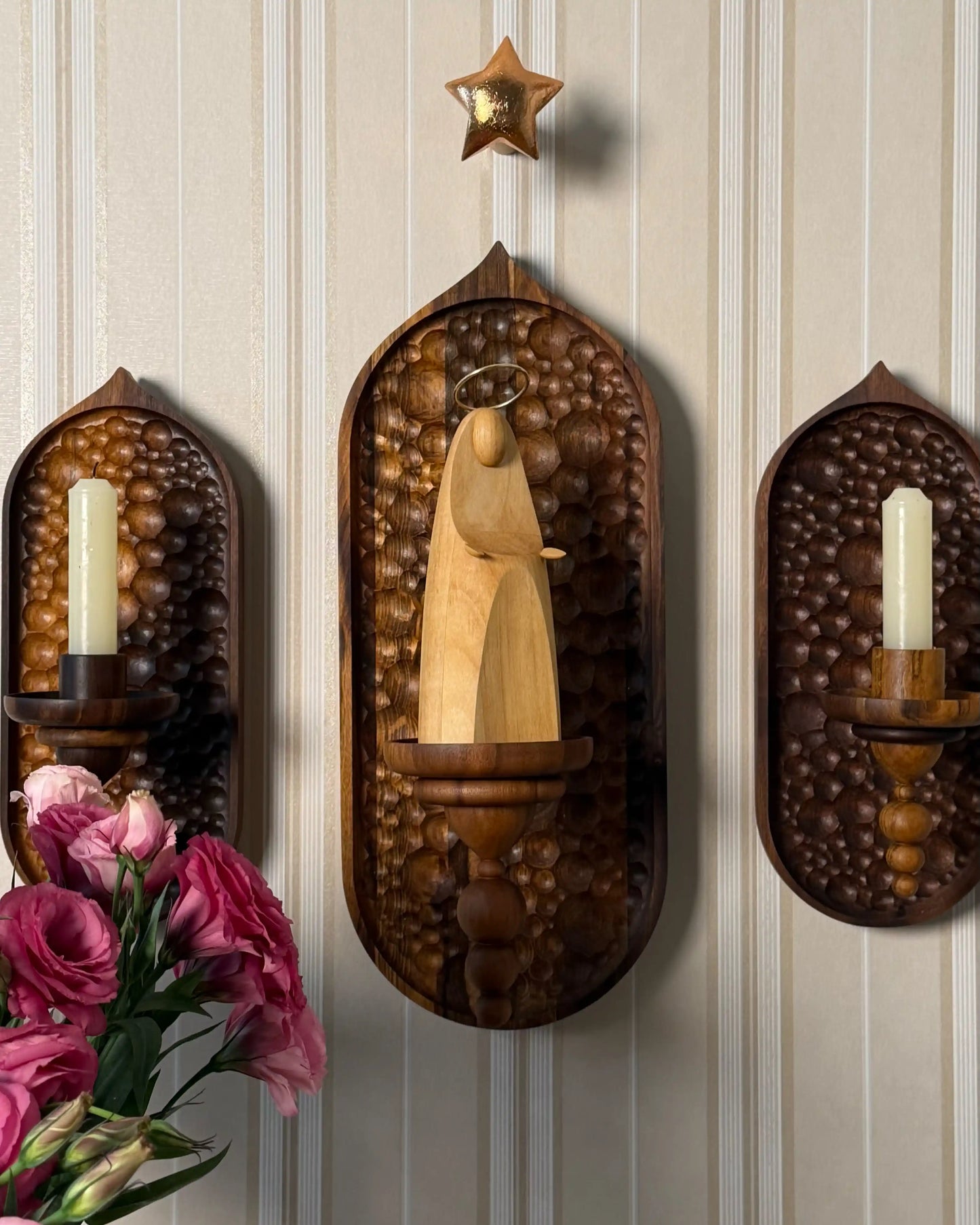 Conjunto Oratório de Parede Refúgio com Escultura