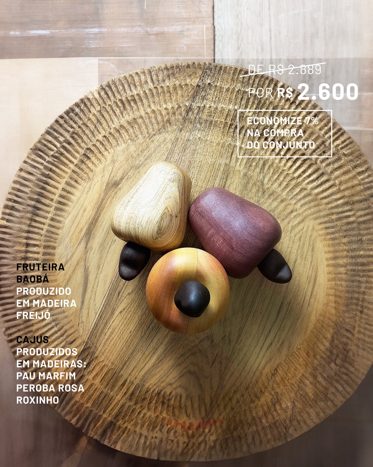Fruteira Baobá com Trio de Cajus