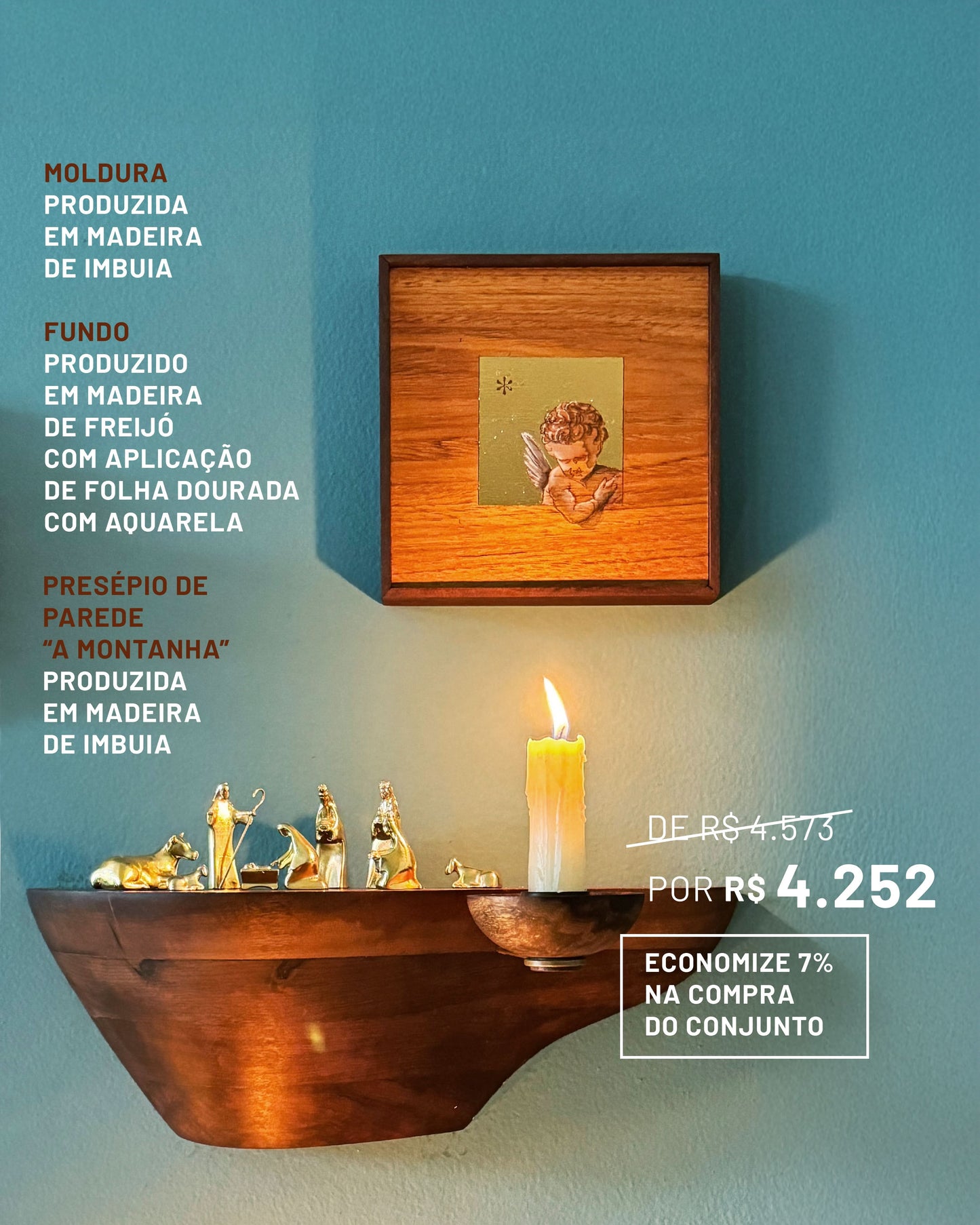 Conjunto Presépio A Montanha e Quadro Anjinho na Janela