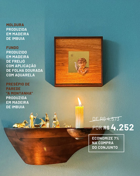 Conjunto Presépio A Montanha e Quadro Anjinho na Janela