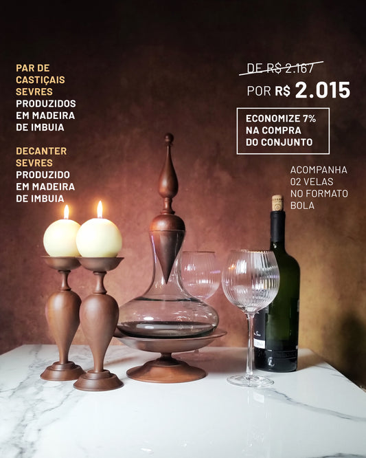 Conjunto Par de Castiçais + Decanter Sèvres