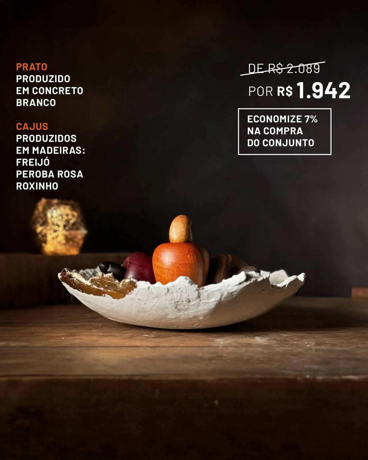 Prato Favo com Trio de Cajus
