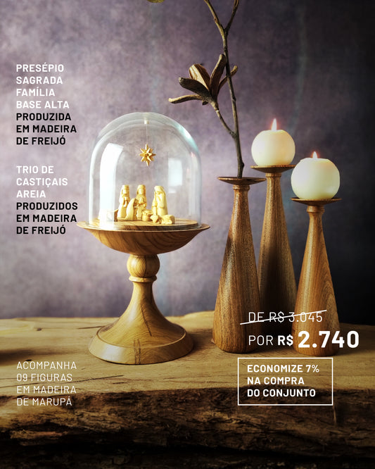 Presépio Sagrada Família Base Alta Freijó