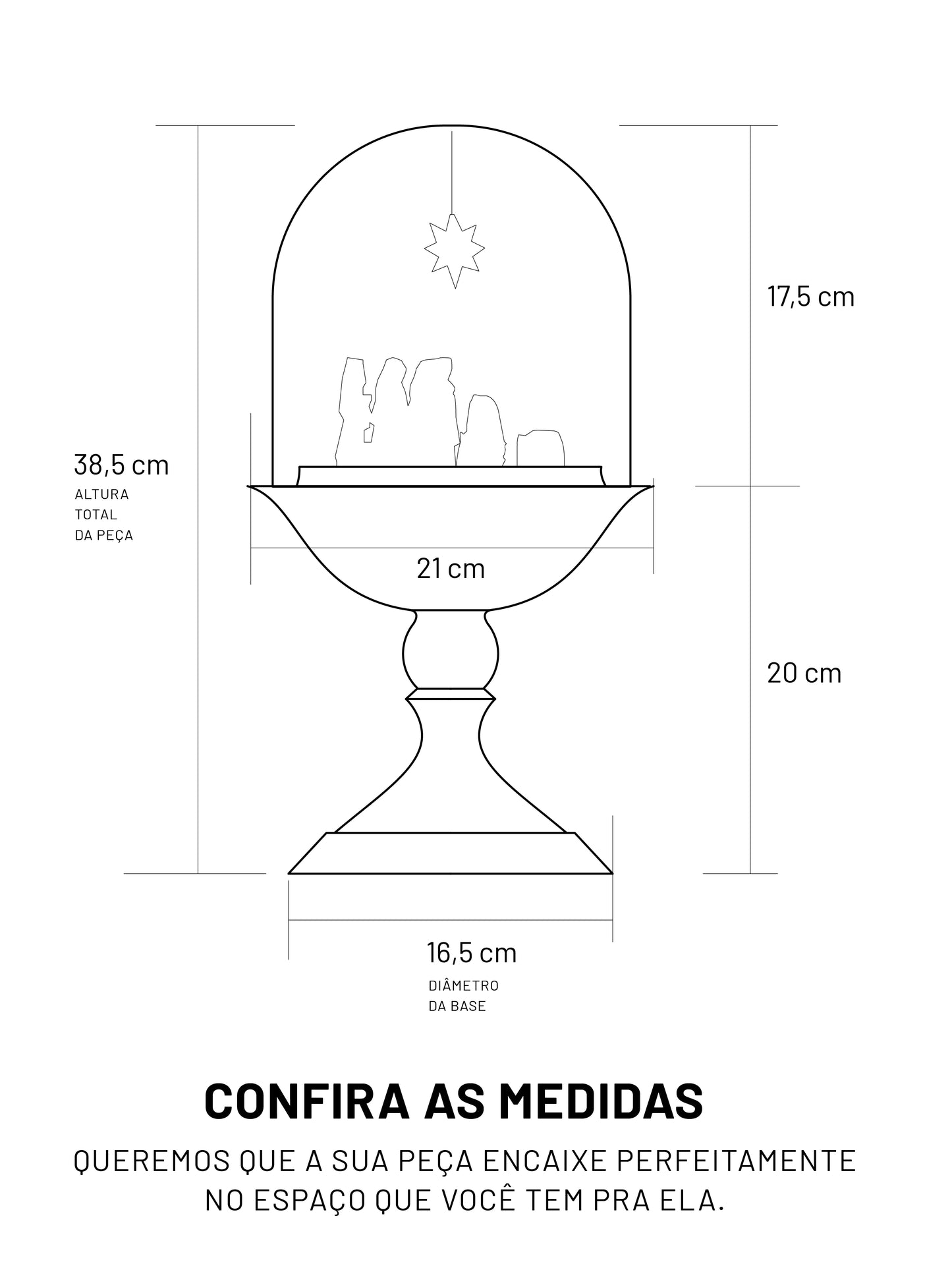 Presépio Sagrada Família Base Alta com Trio de Castiçais Areia - Freijó