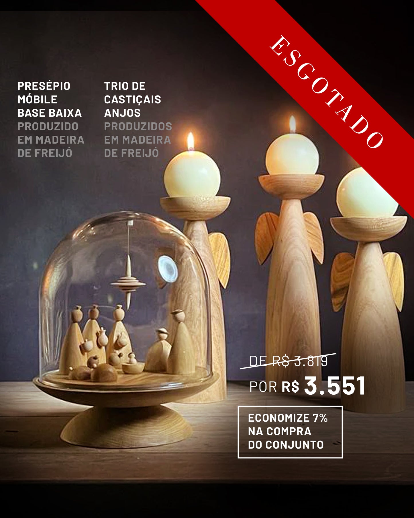 Presépio Móbile Base Baixa Freijó