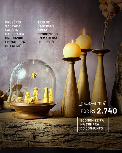 Presépio Sagrada Família Base Baixa Freijó